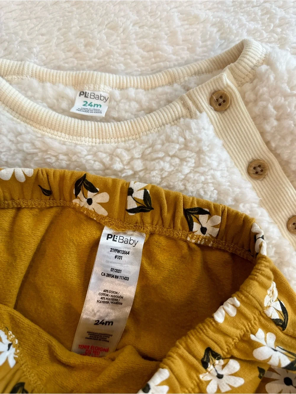 Cozy Cream Sherpa Top & Mustard Floral Jogger Set - Kids Matching Set
